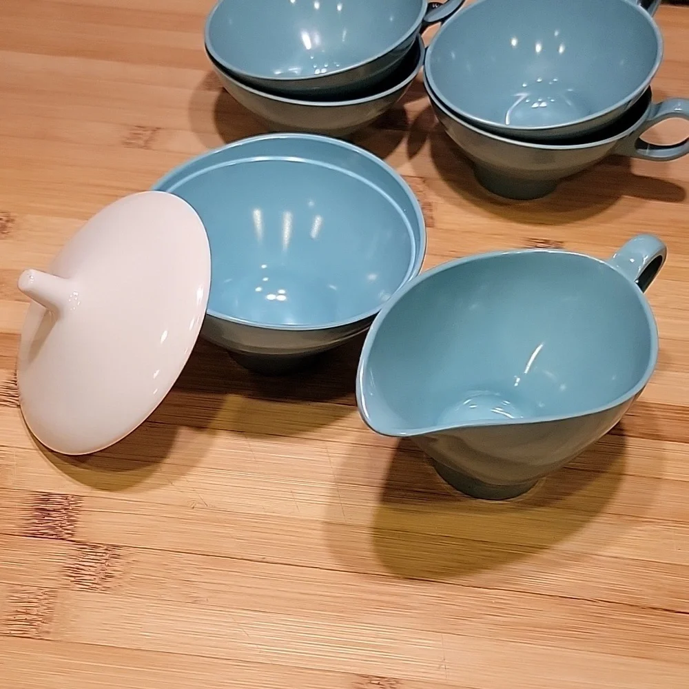Vintage Boontonware Melamine Melmac Turquoise set - Picture 5 of 5